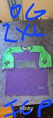 ICP Riddlebox Football Jersey 2XL Ultra Rare OG Hatchetgear Purple/Green Twiztid