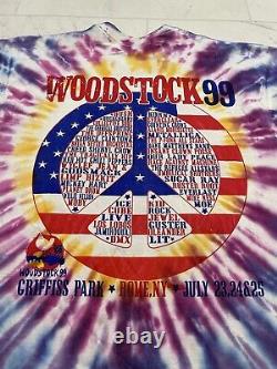 Vintage 1999 Woodstock Rare HTF Tie Dye Tour T Shirt New York Festival DMX ICP