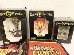 ÉNORME Lot de figurines en résine Insane Clown Posse ICP Jeckel Horloge Photos Livre CD