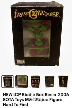 ÉNORME Lot de figurines en résine Insane Clown Posse ICP Jeckel Horloge Photos Livre CD