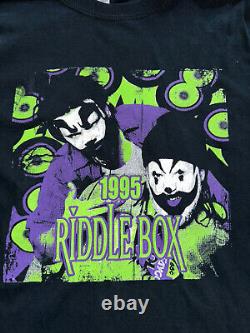 VTG 1995 T-shirt de groupe ICP Noir Vert Insane Clown Posse Riddle Box Tour Hommes XXXL